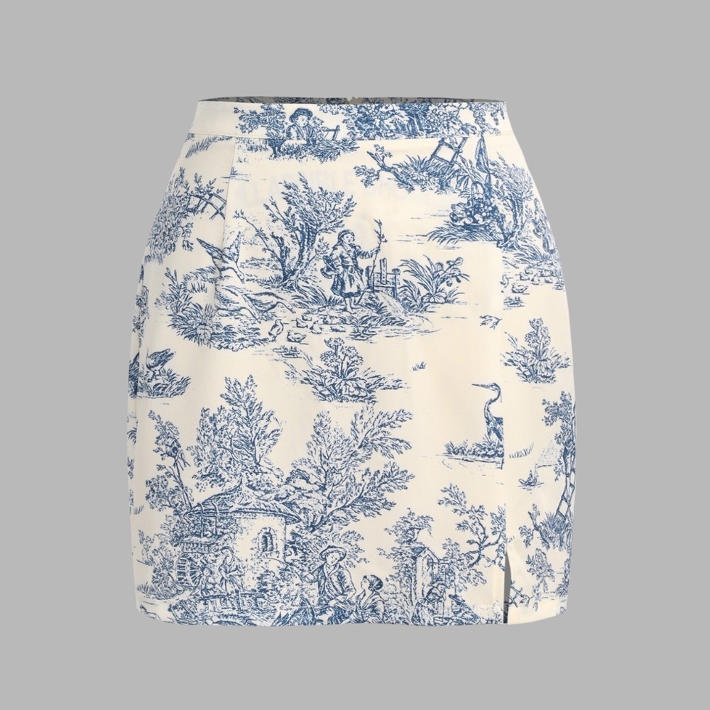 Cider Toile de Jouy floral mini skirt size large